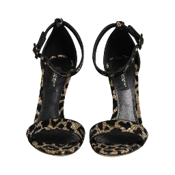 Gold Leopard Ankle Strap Heels Sandals Shoes