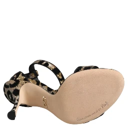 Gold Leopard Ankle Strap Heels Sandals Shoes