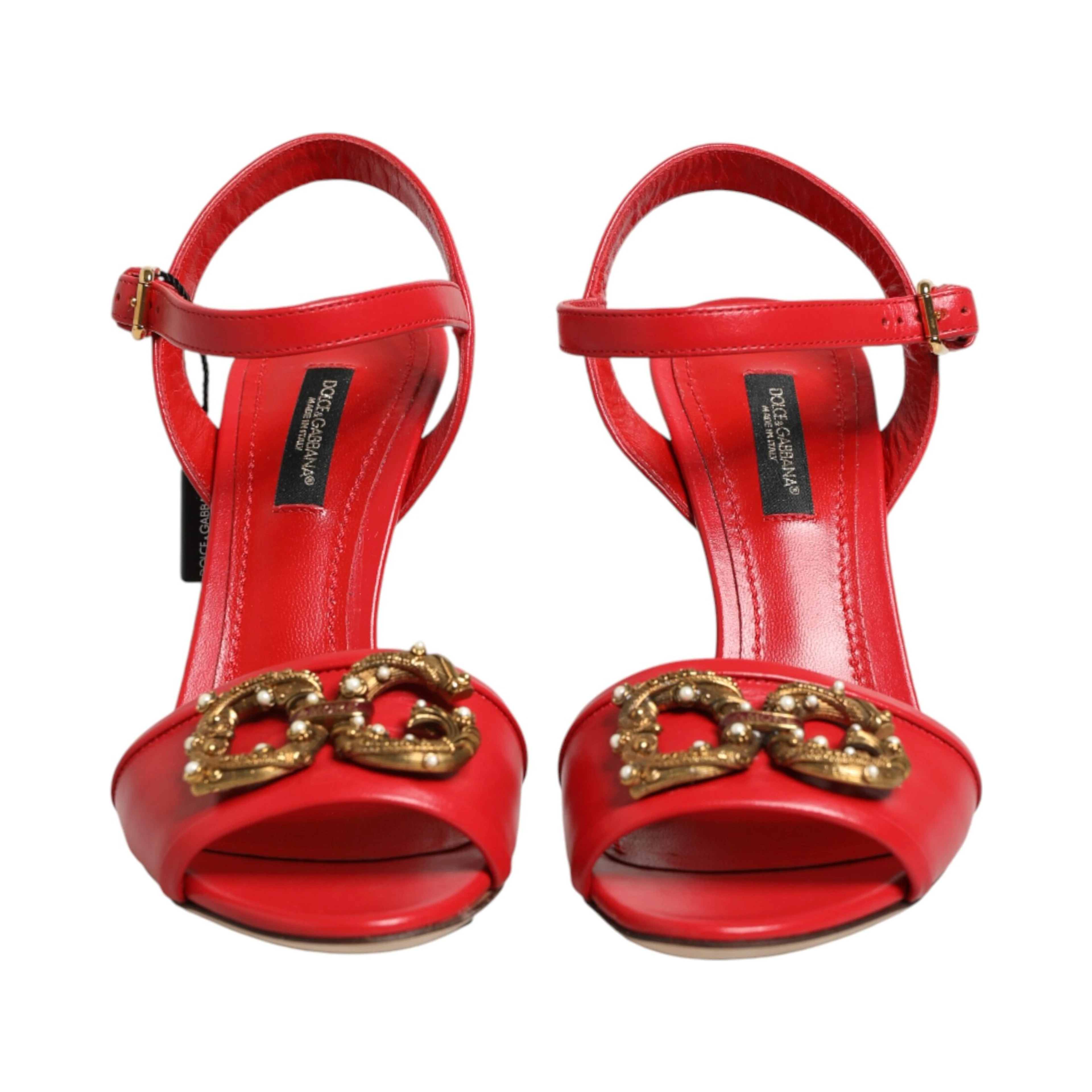 Red Leather DG AMORE Heels Sandals Shoes