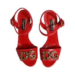 Red Leather DG AMORE Heels Sandals Shoes