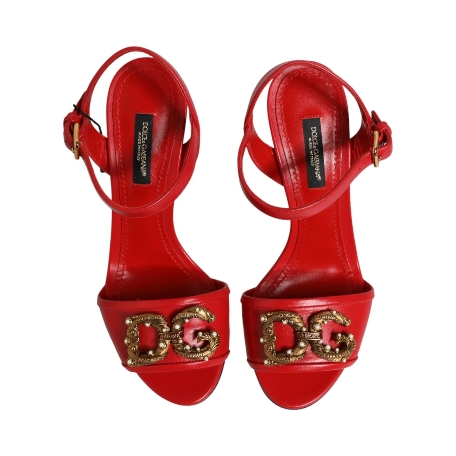 Red Leather DG AMORE Heels Sandals Shoes