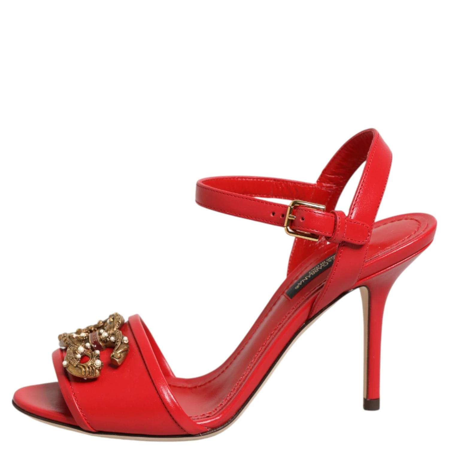 Red Leather DG AMORE Heels Sandals Shoes
