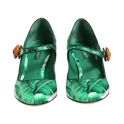 Green Silk MARY JANES Leaf Sandals Shoes