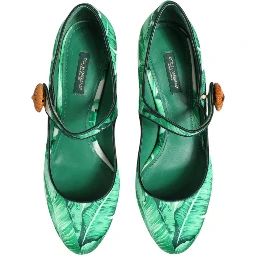 Green Silk MARY JANES Leaf Sandals Shoes