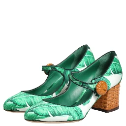 Green Silk MARY JANES Leaf Sandals Shoes