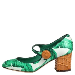 Green Silk MARY JANES Leaf Sandals Shoes