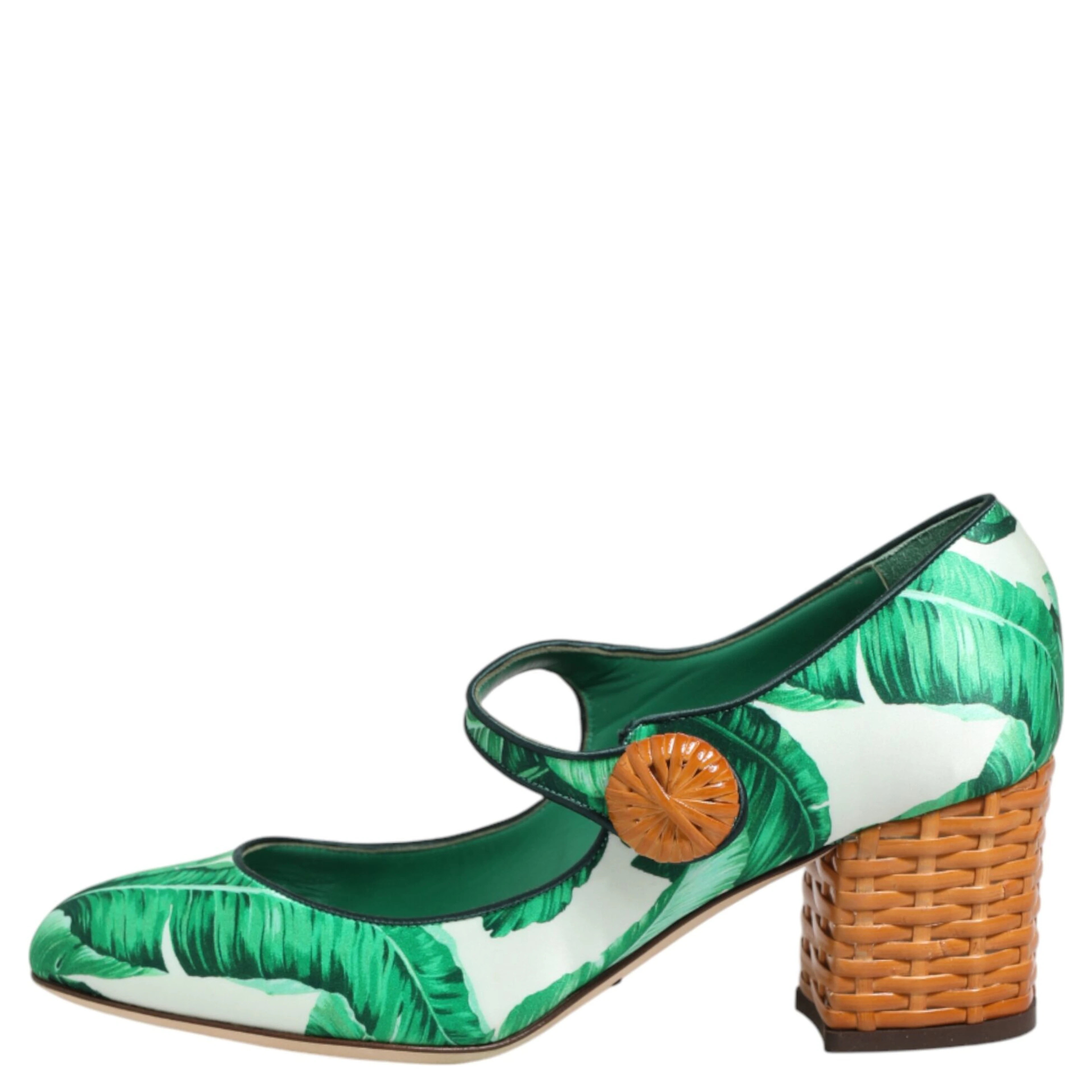 Green Silk MARY JANES Leaf Sandals Shoes