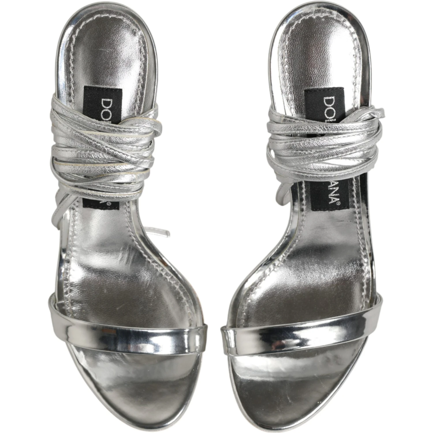 Silver Strappy High Heels Sandals Shoes