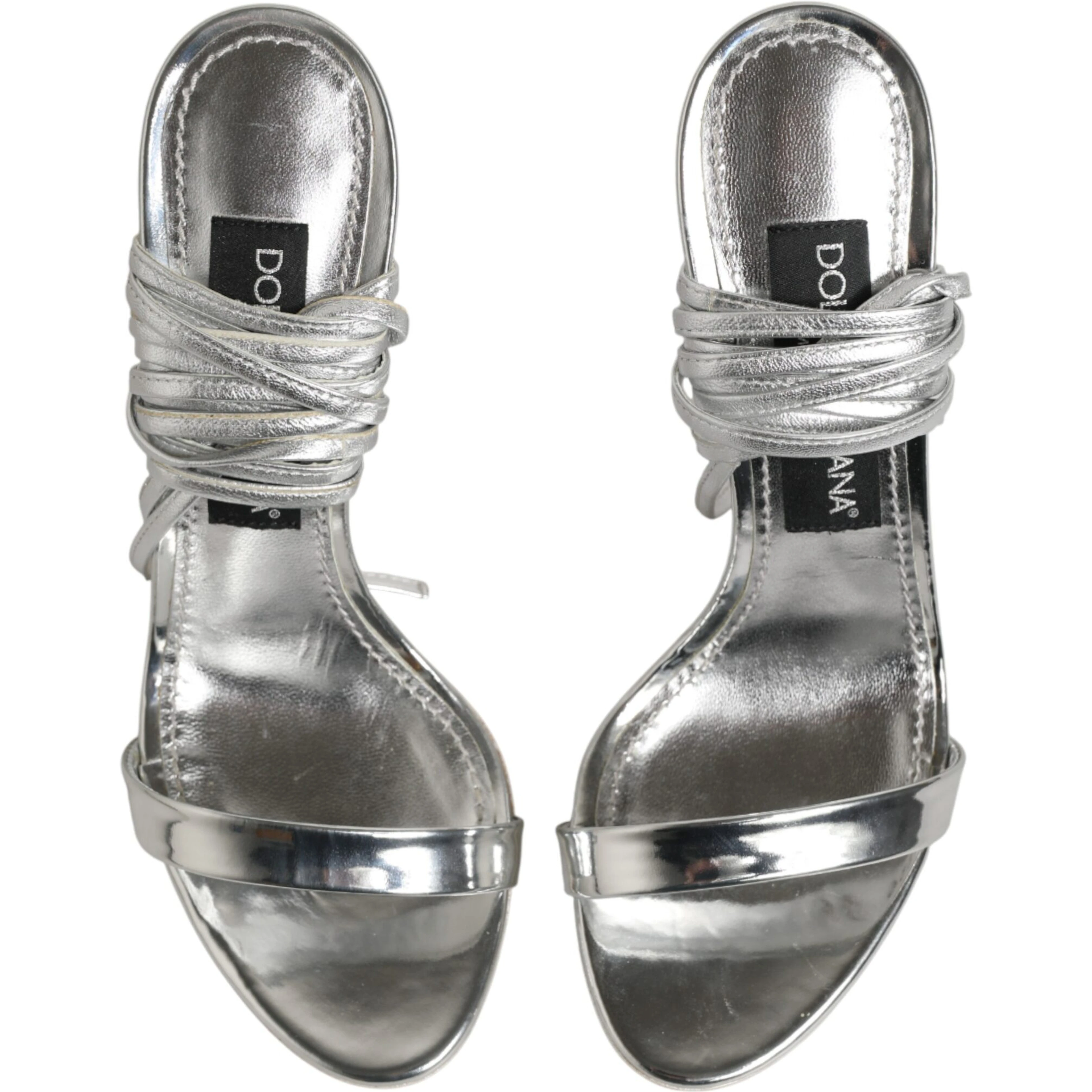 Silver Strappy High Heels Sandals Shoes