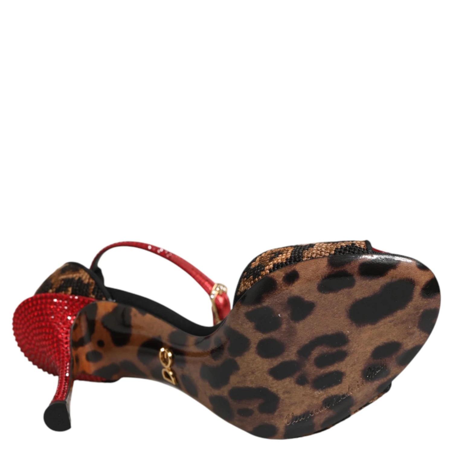 Brown Leopard Crystal Roses Sandals Shoes