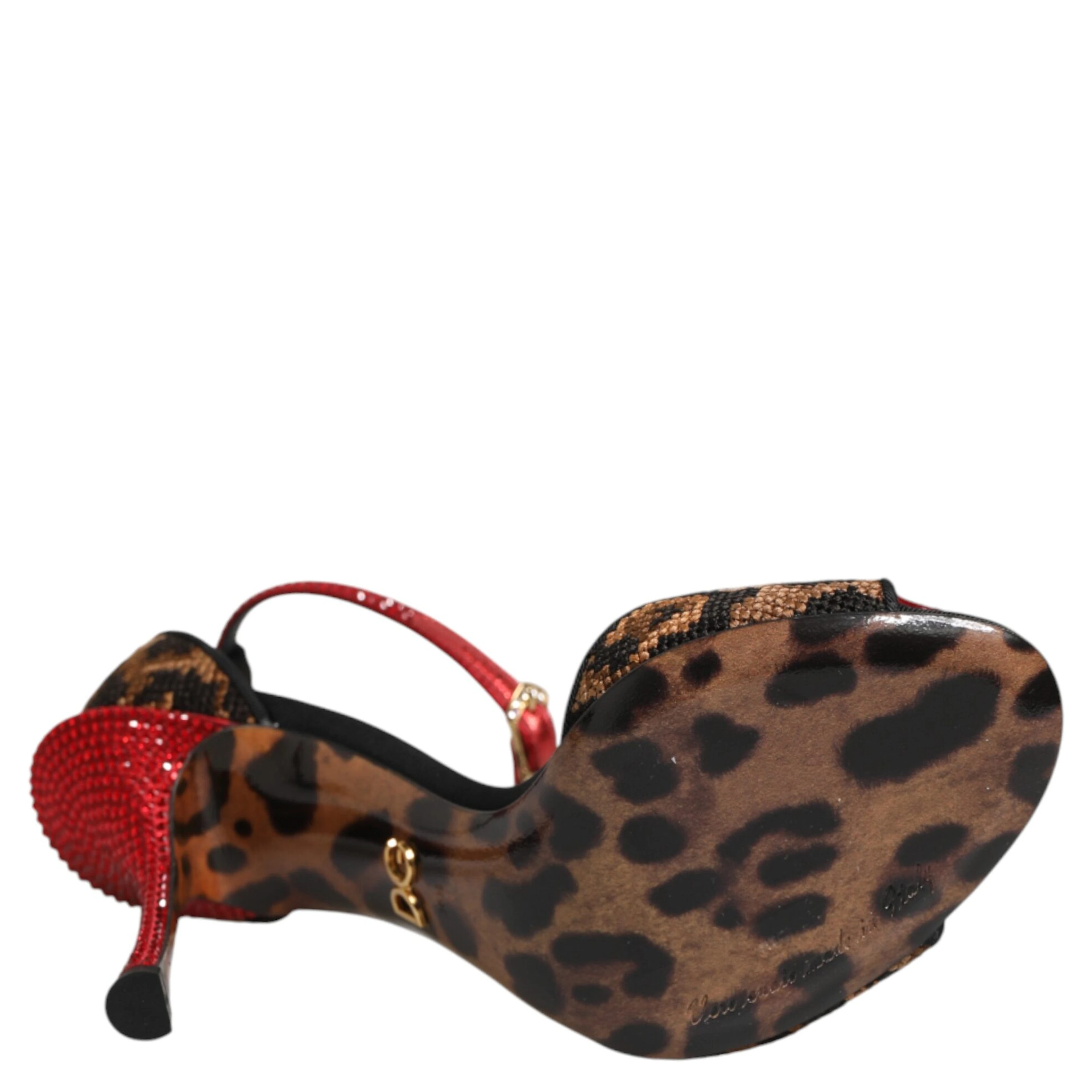 Brown Leopard Crystal Roses Sandals Shoes