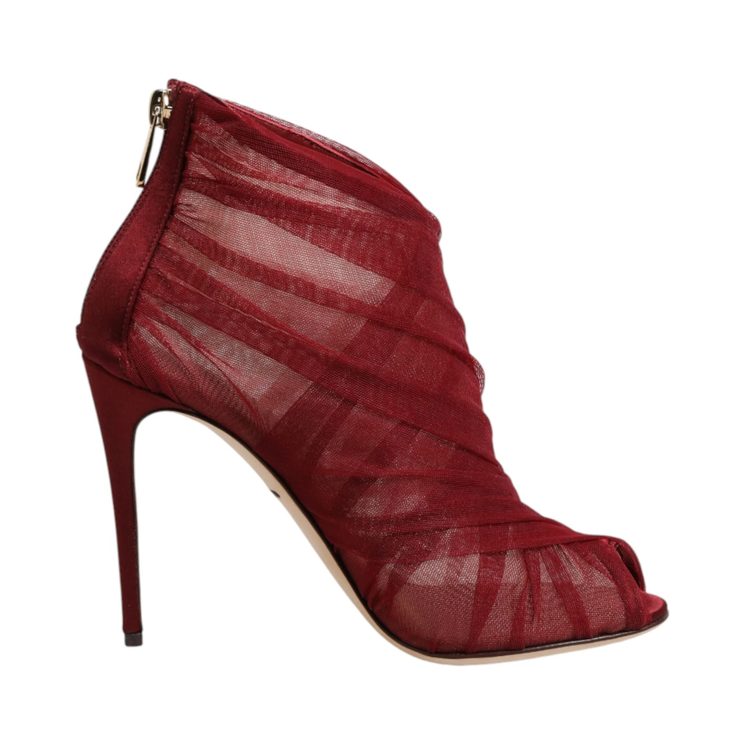 Red Tulle Ankle Boots Stiletto Heels Shoes