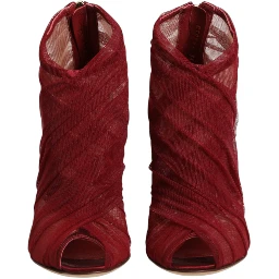 Red Tulle Ankle Boots Stiletto Heels Shoes
