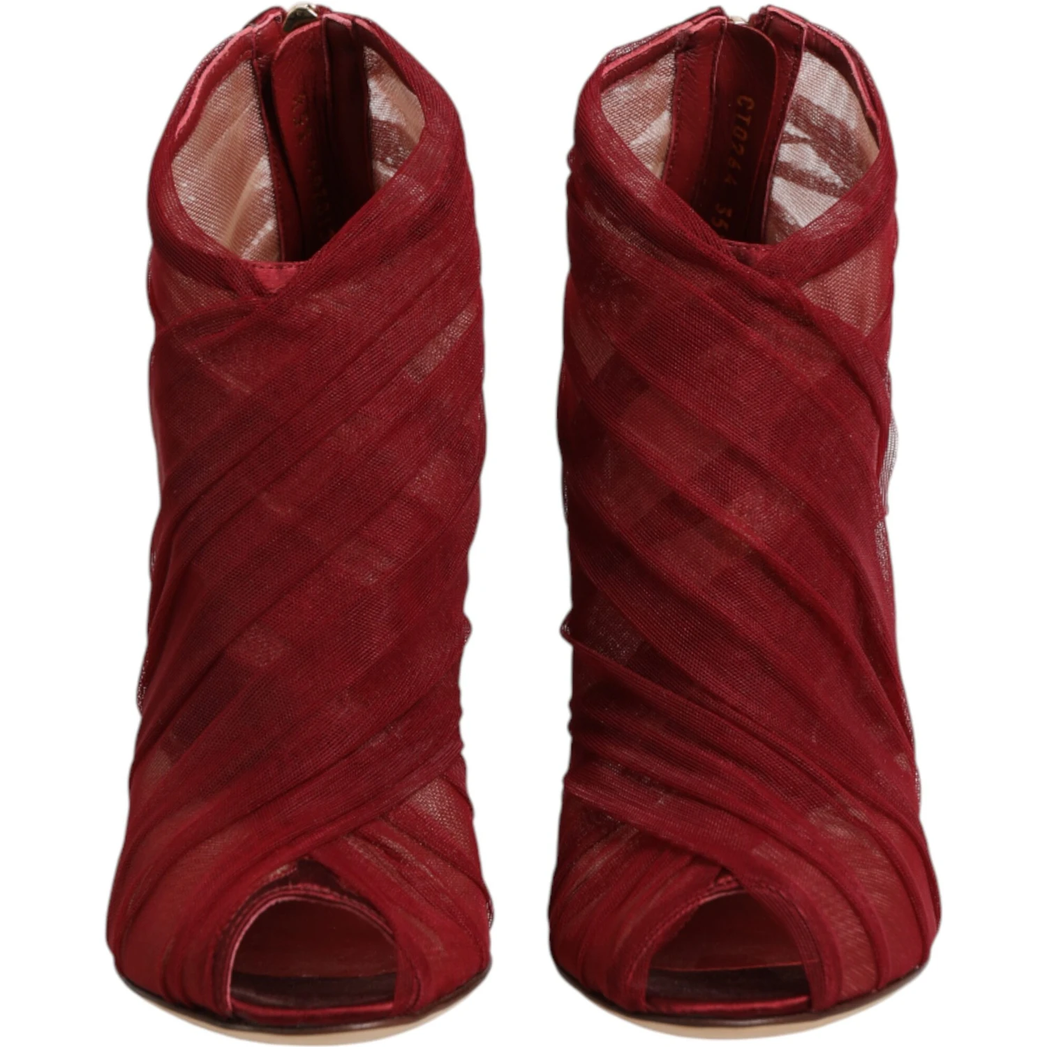Red Tulle Ankle Boots Stiletto Heels Shoes