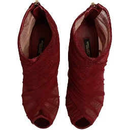 Red Tulle Ankle Boots Stiletto Heels Shoes