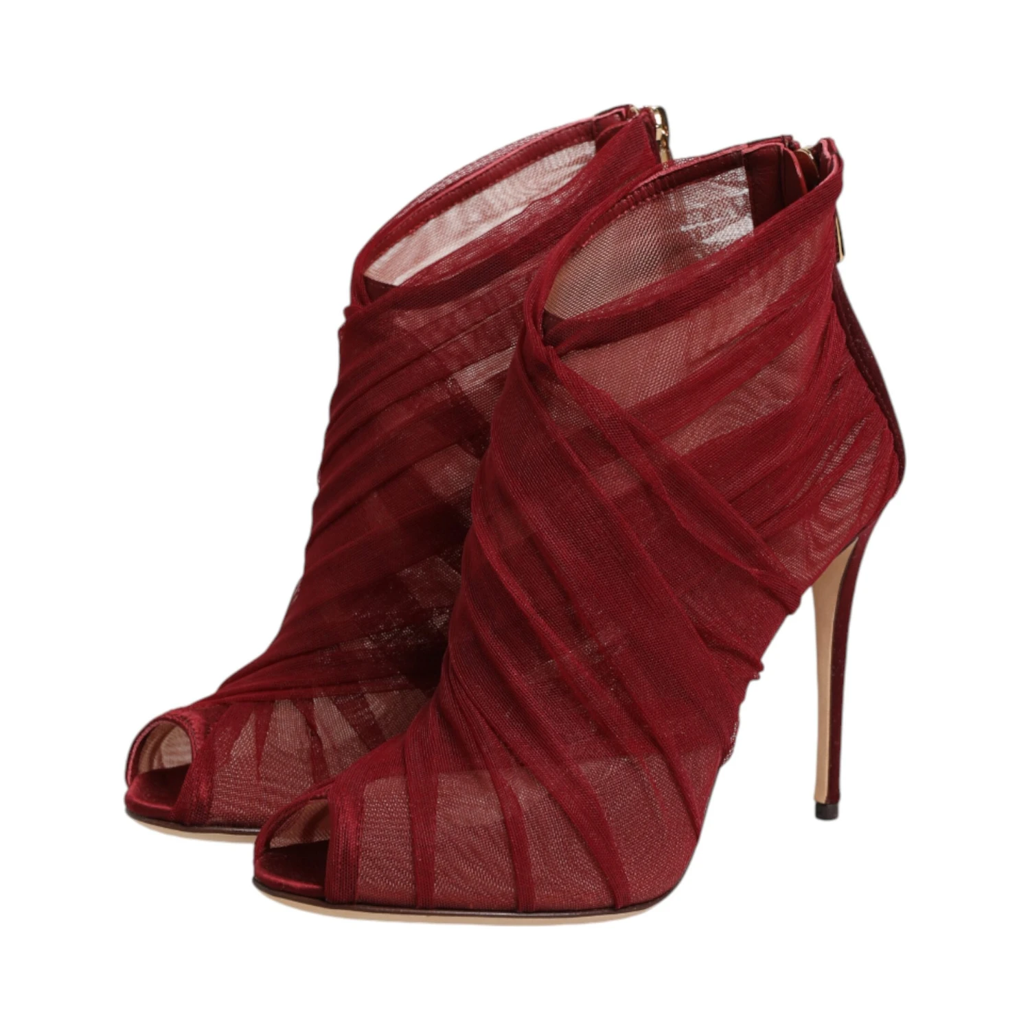 Red Tulle Ankle Boots Stiletto Heels Shoes