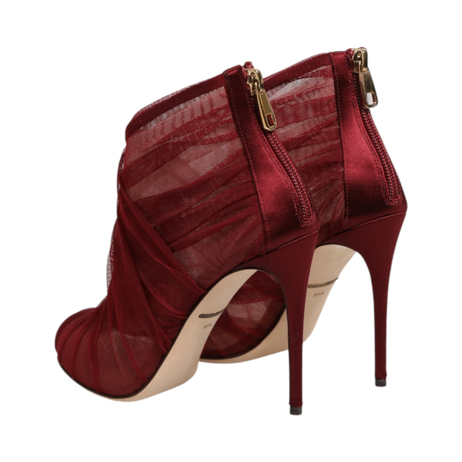 Red Tulle Ankle Boots Stiletto Heels Shoes