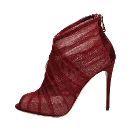 Red Tulle Ankle Boots Stiletto Heels Shoes