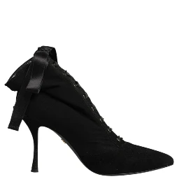 Black Stiletto Heels Lace Up Boots Shoes