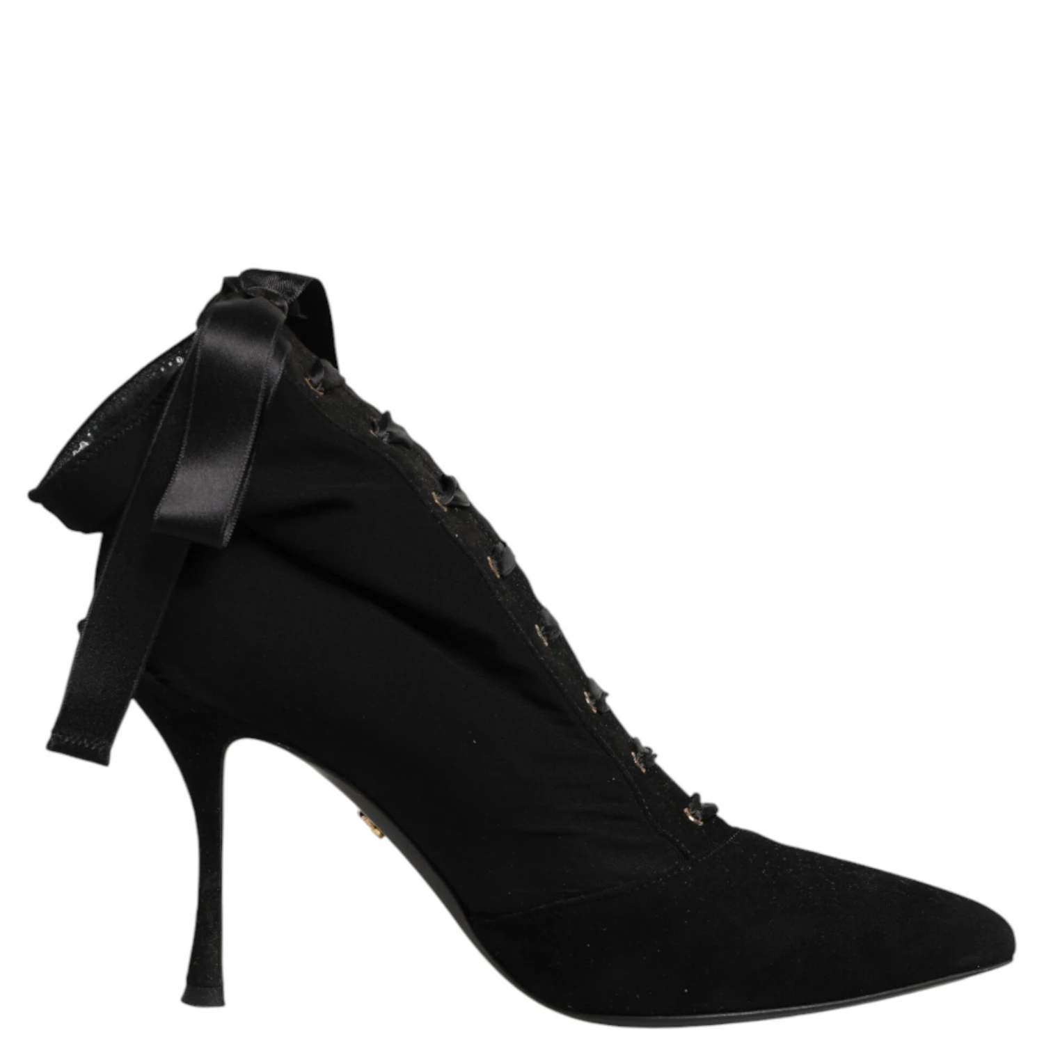 Black Stiletto Heels Lace Up Boots Shoes