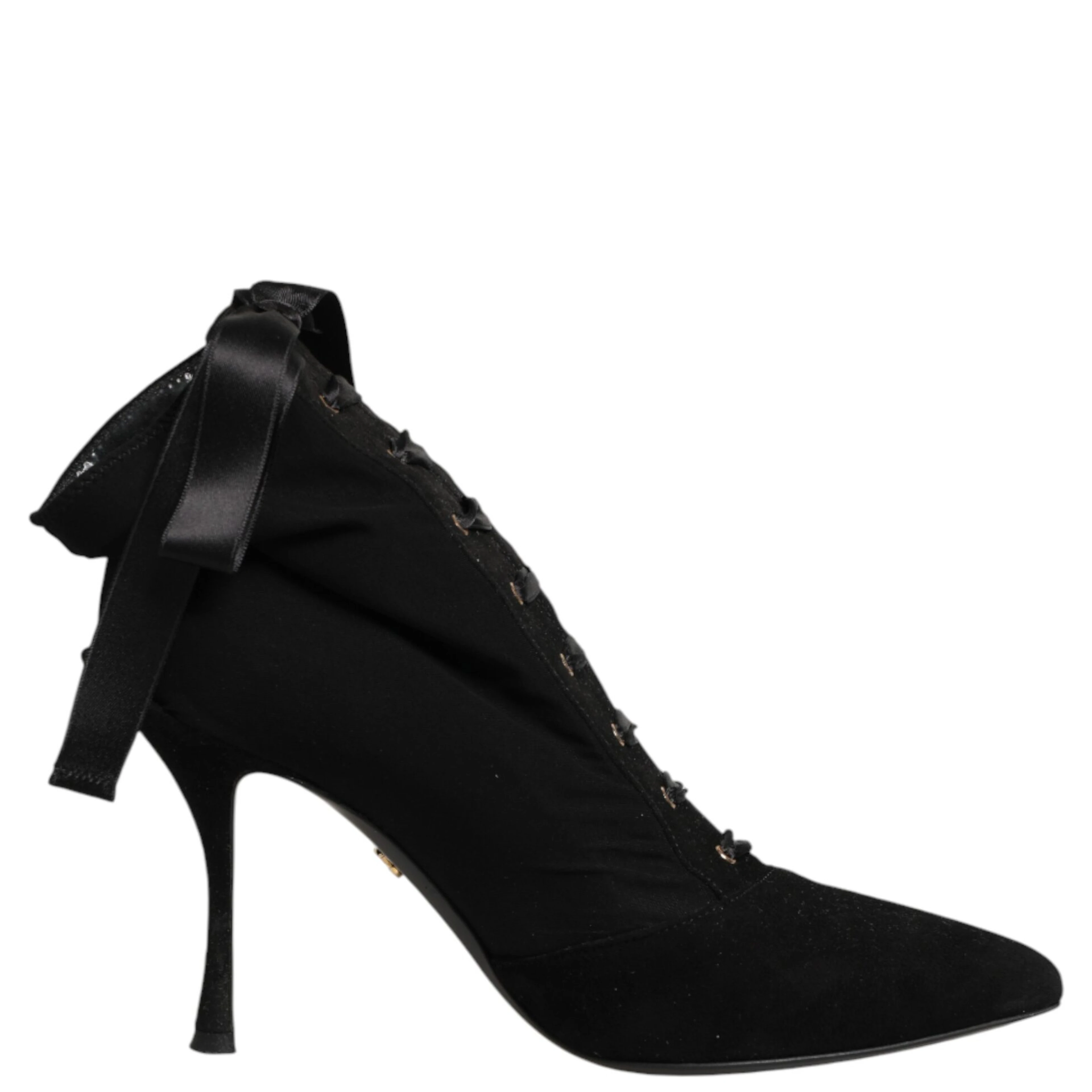 Black Stiletto Heels Lace Up Boots Shoes