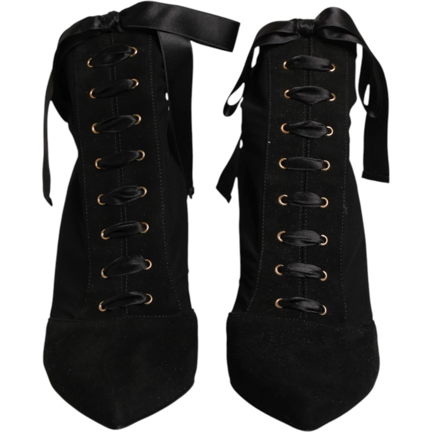 Black Stiletto Heels Lace Up Boots Shoes