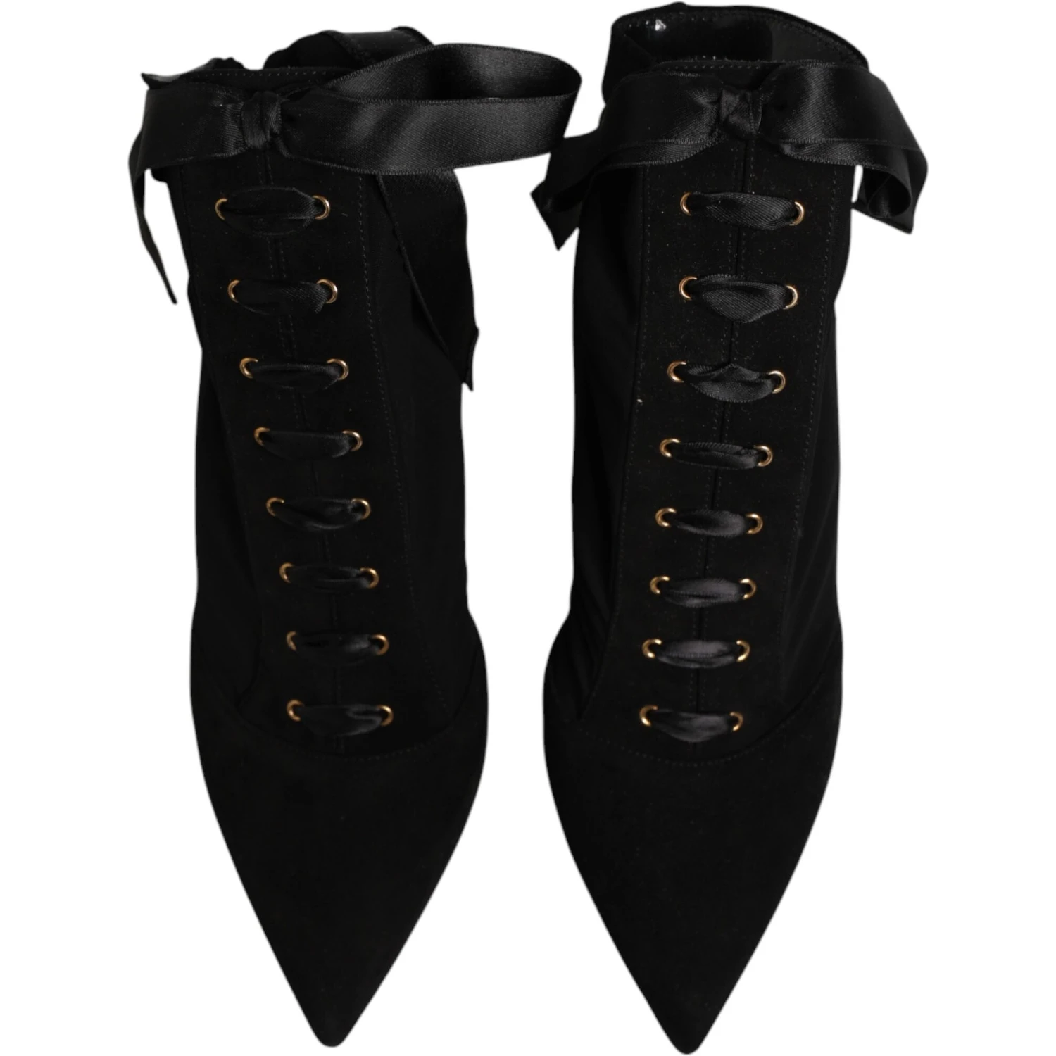Black Stiletto Heels Lace Up Boots Shoes