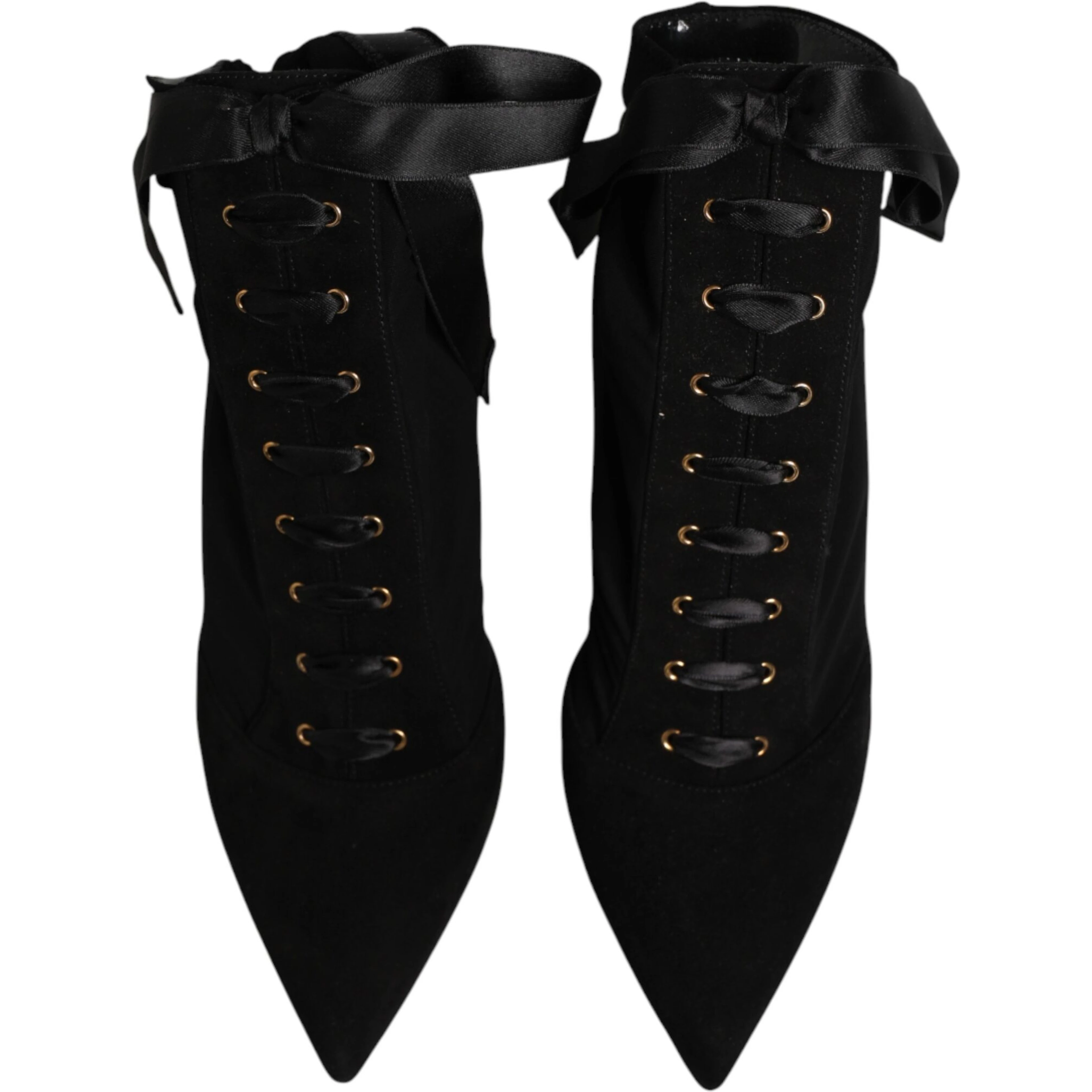 Black Stiletto Heels Lace Up Boots Shoes
