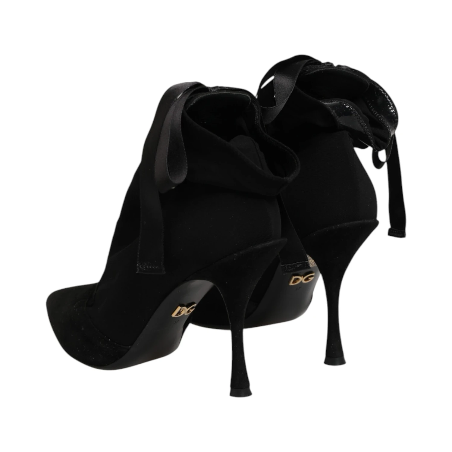 Black Stiletto Heels Lace Up Boots Shoes