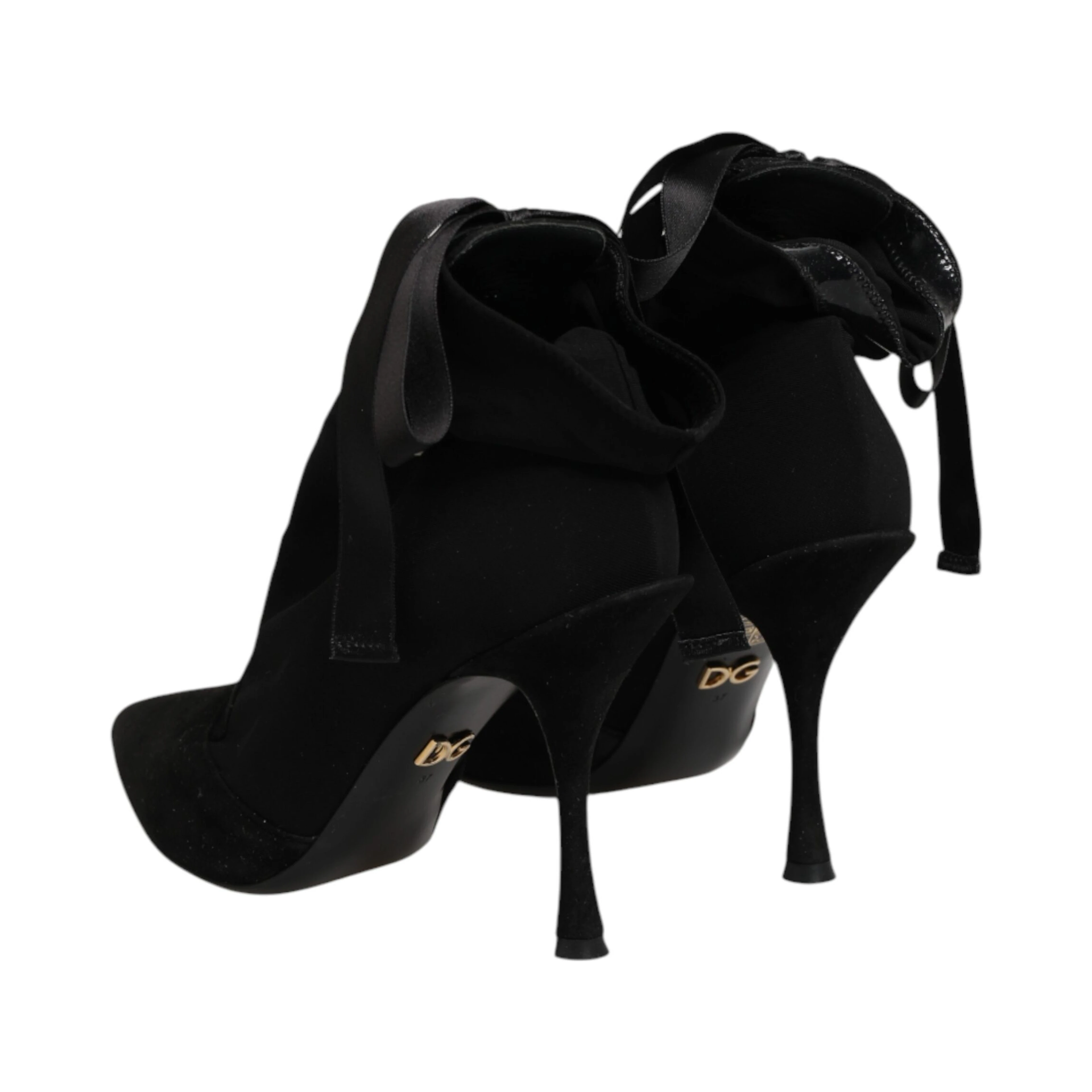 Black Stiletto Heels Lace Up Boots Shoes