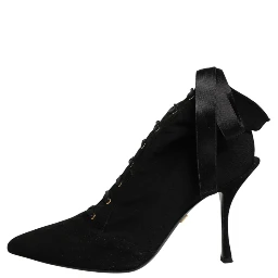 Black Stiletto Heels Lace Up Boots Shoes