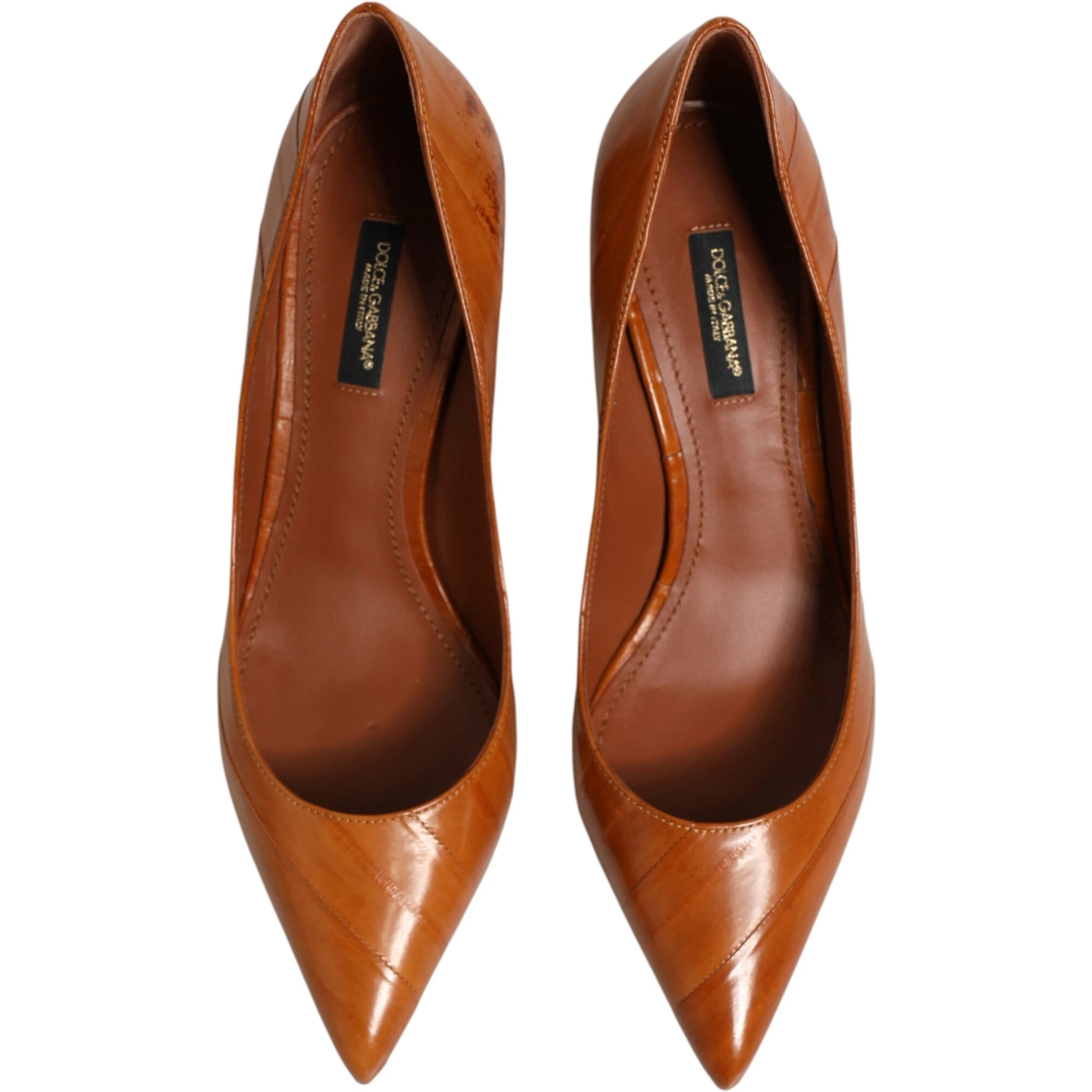 Brown Leather Kitten Heels Pumps Shoes