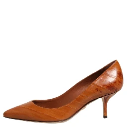 Brown Leather Kitten Heels Pumps Shoes