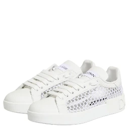 White Mesh Inserts Low Top Sneakers Shoes
