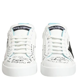 White Leather Graffiti Low Top Sneakers Shoes