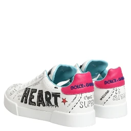 White Leather Graffiti Low Top Sneakers Shoes