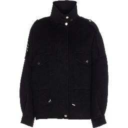 flap-pocket button-fastening jacket