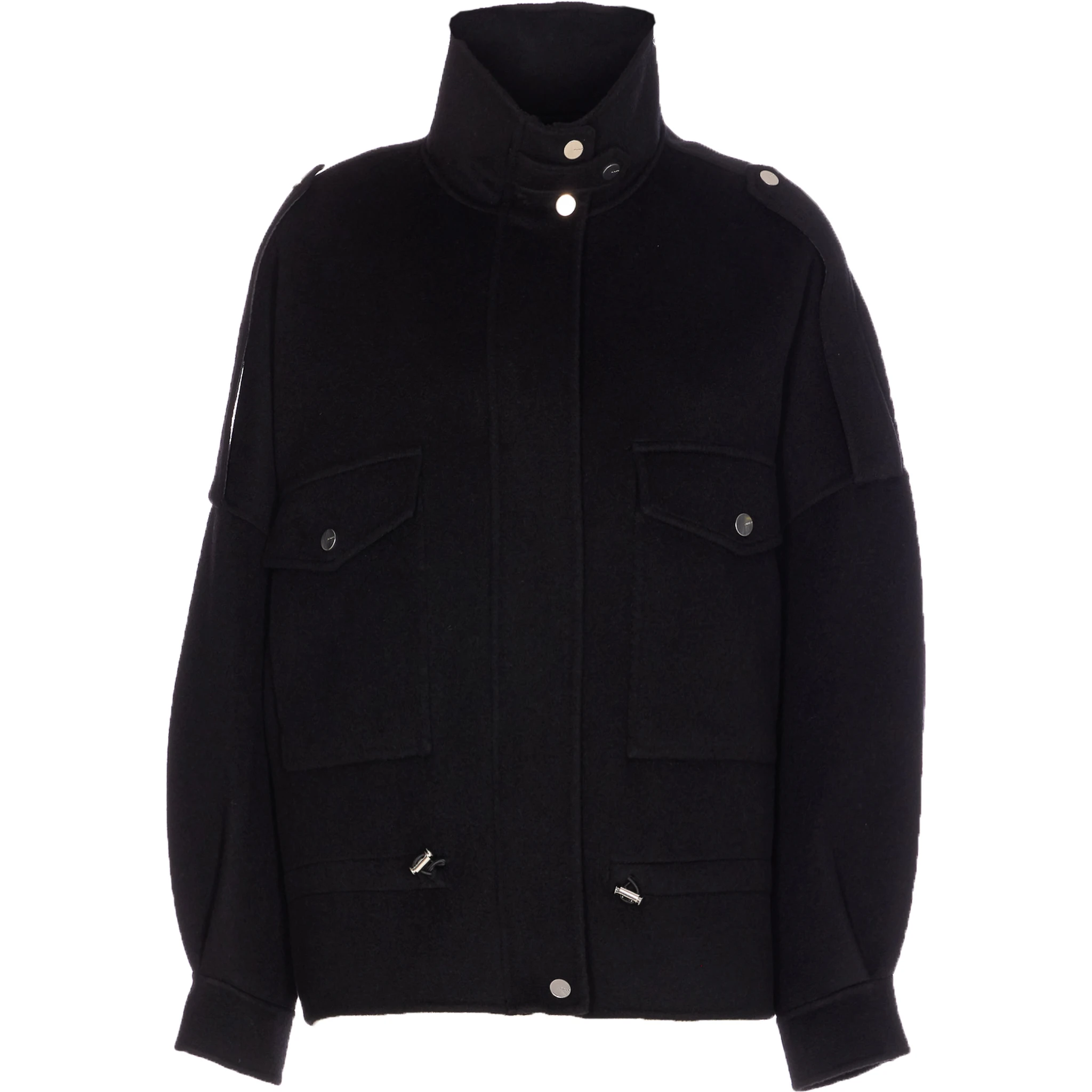 flap-pocket button-fastening jacket