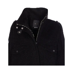 flap-pocket button-fastening jacket