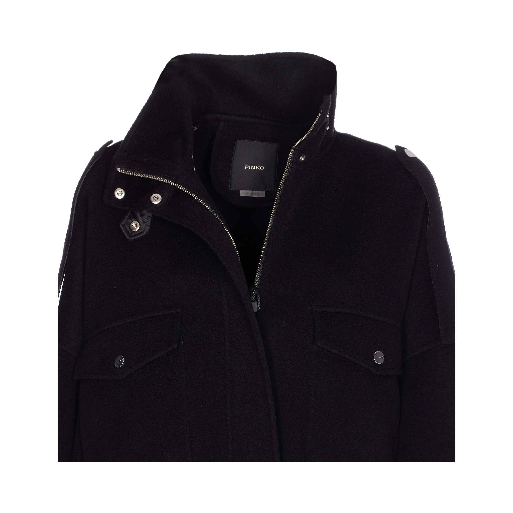 flap-pocket button-fastening jacket