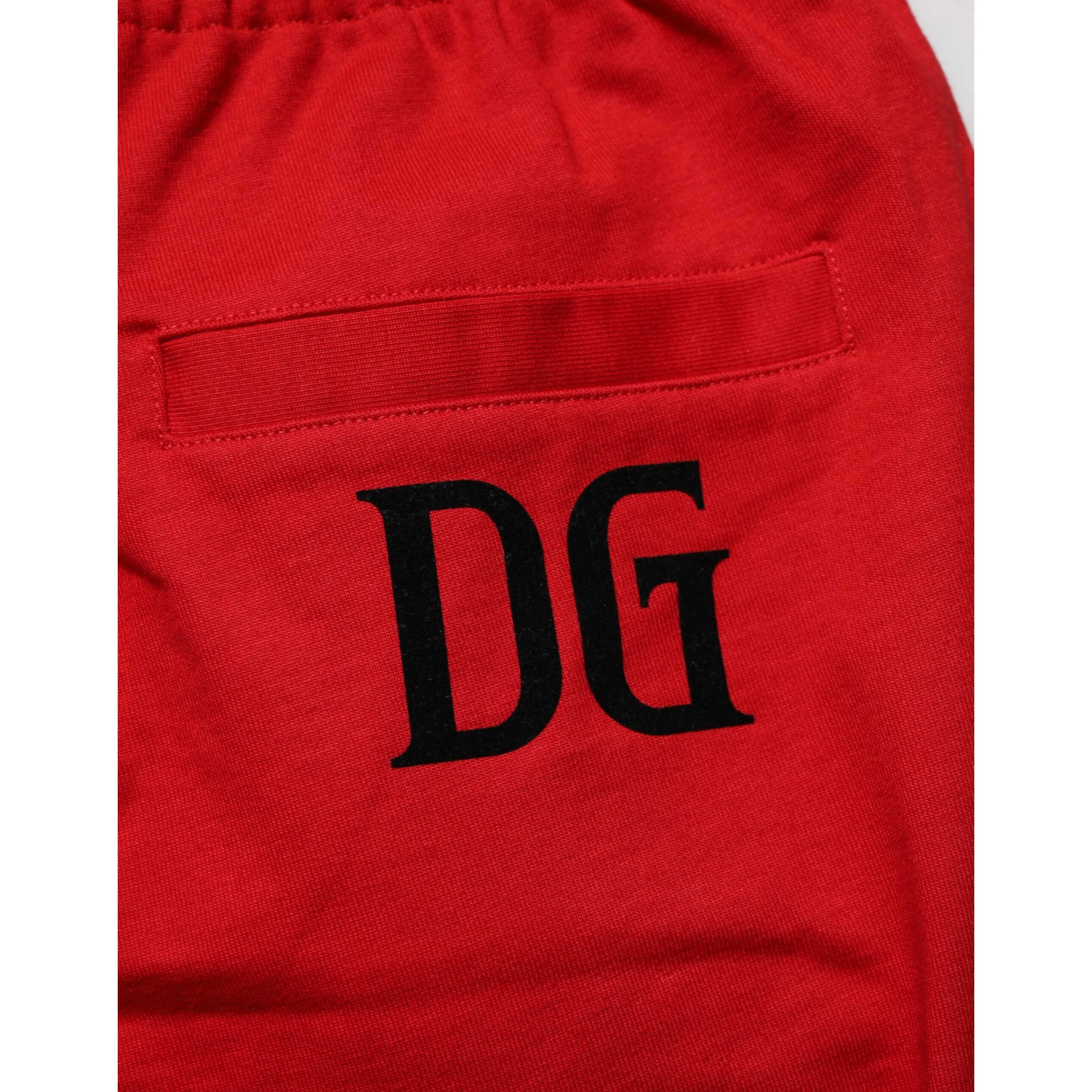 Red Cotton MidWaist Drawstring Bermuda Pants