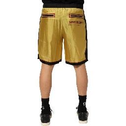 Yellow Floral Print Silk Men Bermuda Shorts