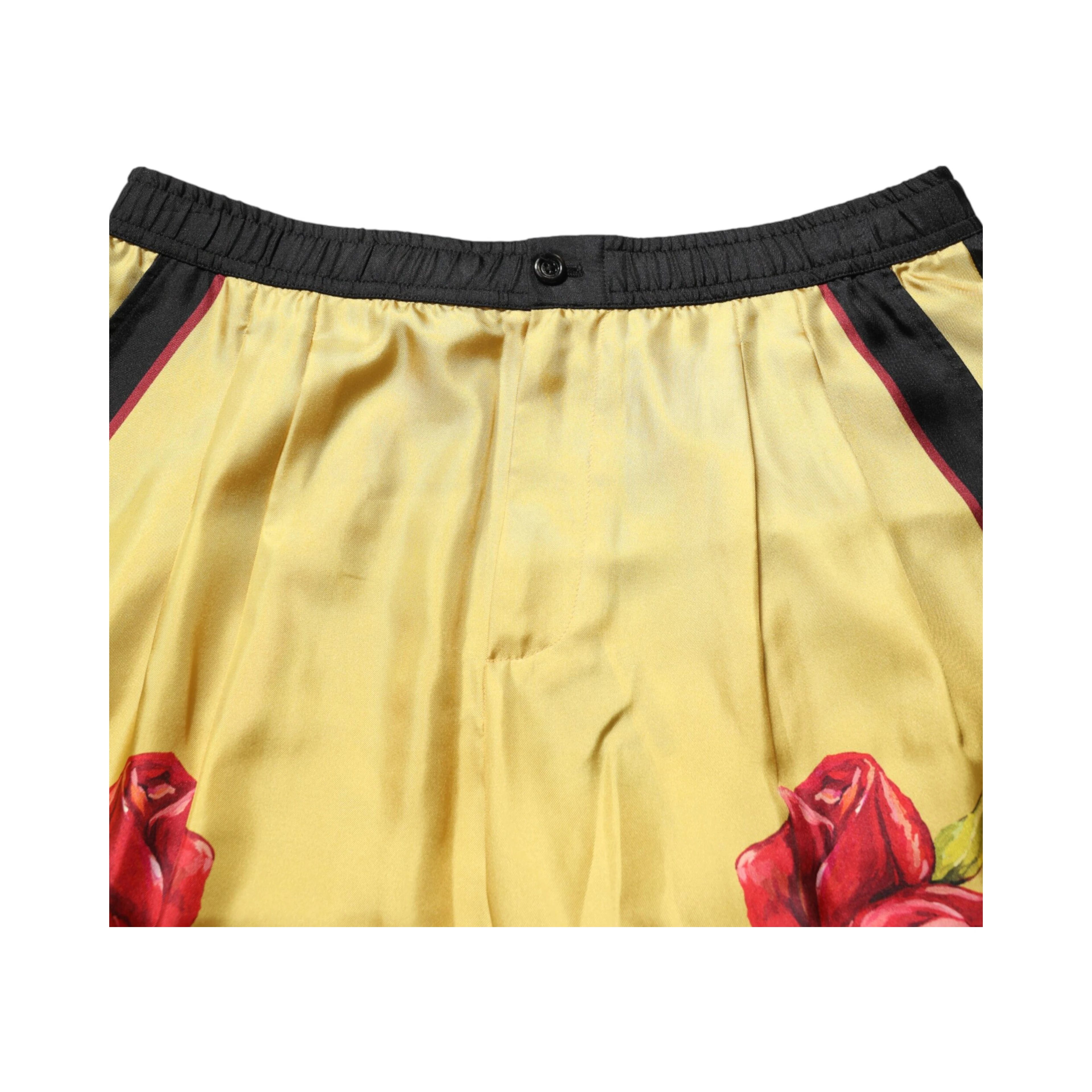 Yellow Floral Print Silk Men Bermuda Shorts