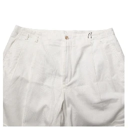 White Cotton Mid Waist Men Bermuda Shorts