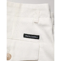 White Cotton Mid Waist Men Bermuda Shorts