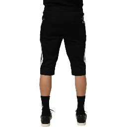 Black Cotton Stretch Men Bermuda Shorts