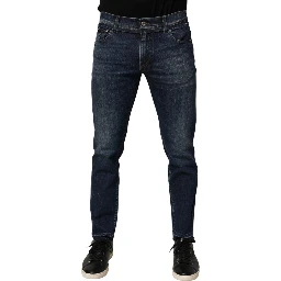 Blue Cotton Stretch Skinny Men Denim Jeans