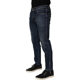 Blue Cotton Stretch Skinny Men Denim Jeans