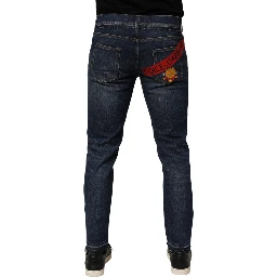 Blue Cotton Stretch Skinny Men Denim Jeans