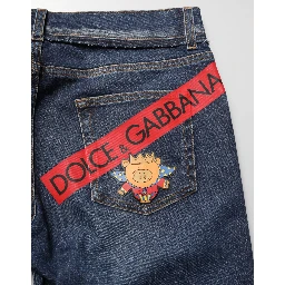 Blue Cotton Stretch Skinny Men Denim Jeans
